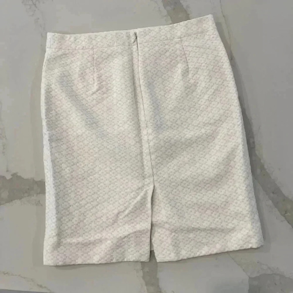 J. Crew Ivory Beige Pencil Skirt Geometric Textured Women's 10 Special Occasion - Picture 4 of 6